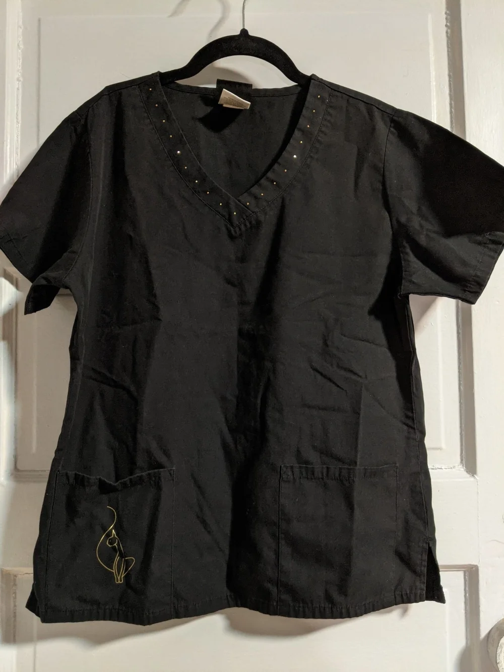 Vintage BABY PhAt V-Neck Scrub Top with Gold Embroidery - Picture 1 of 3
